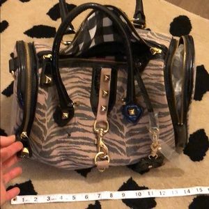 Super cute canvas and patent leather purse